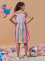 Chic Girl's Striped Shoulder Straps Fit Flare Dress Effortless Style for Trendy Teens Fashion Casual Chic Dress (d-stripemulti)