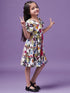 Girls Floral Printed V-Neck Wrap Tiered Dress (d-whitelayer)