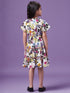 Girls Floral Printed V-Neck Wrap Tiered Dress (d-whitelayer)