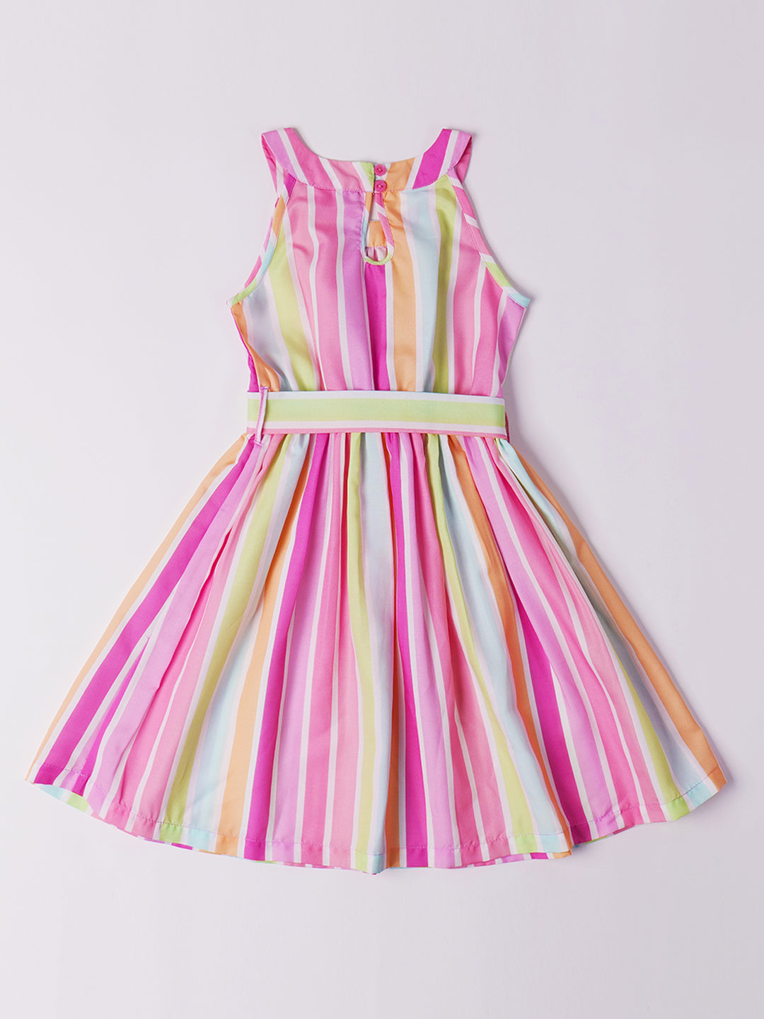 Multi-Color Rayon Dress With Belt (D25000504)