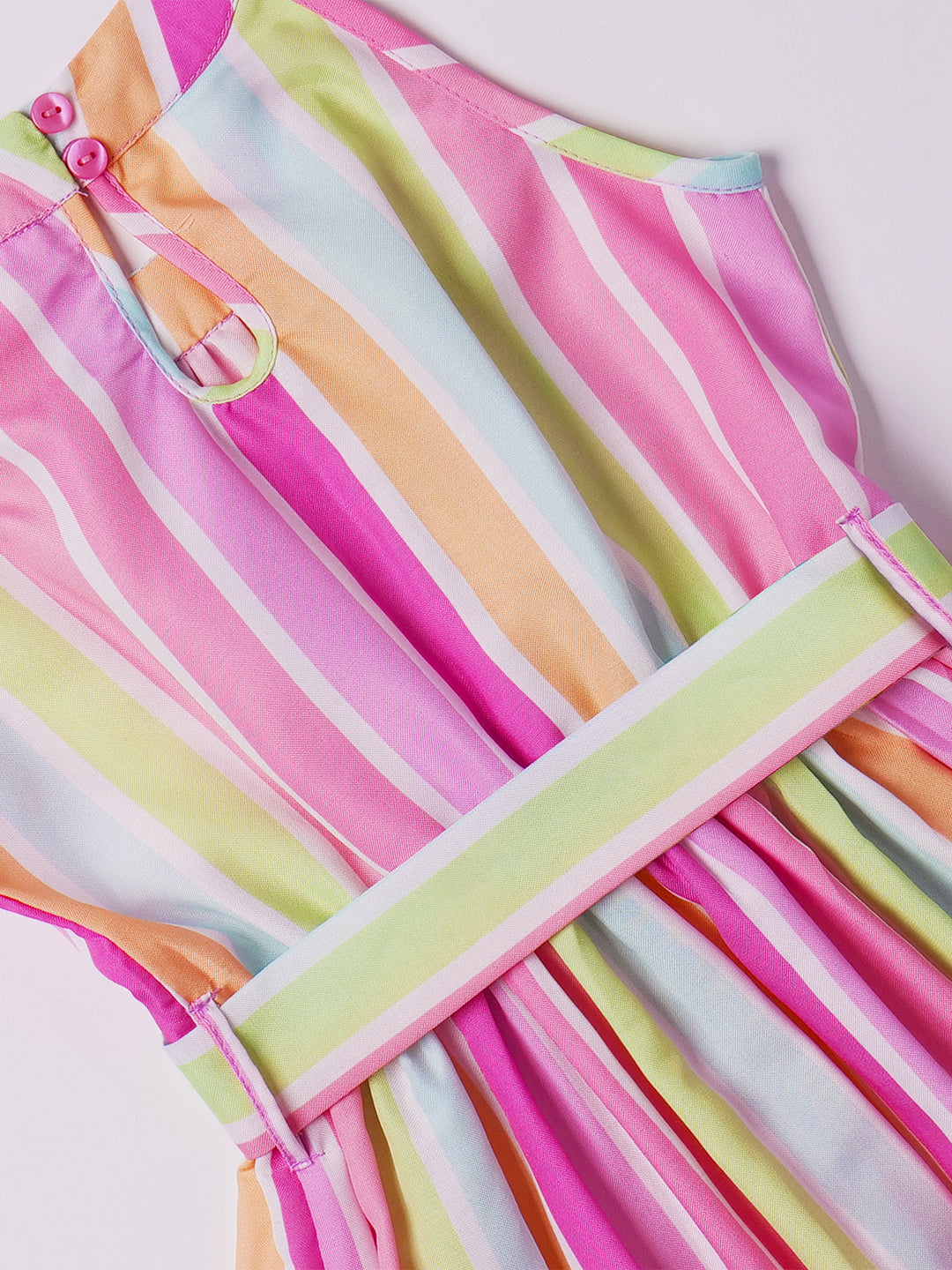 Multi-Color Rayon Dress With Belt (D25000504)