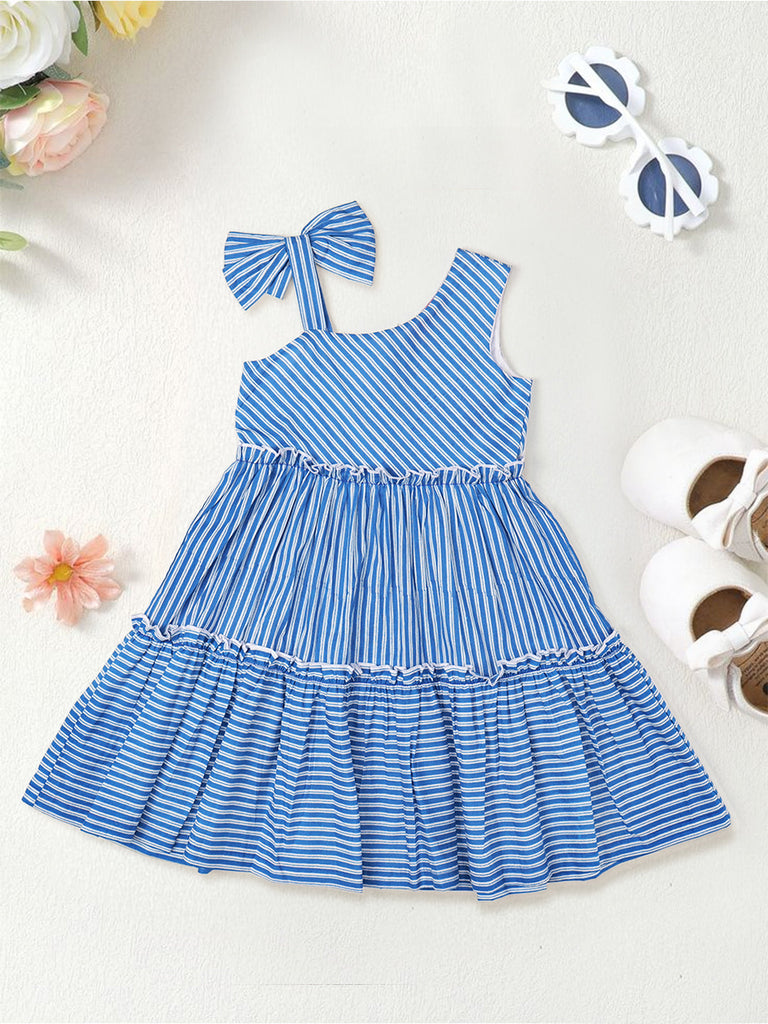 Blue Striped Cotton Dress (D25000605)