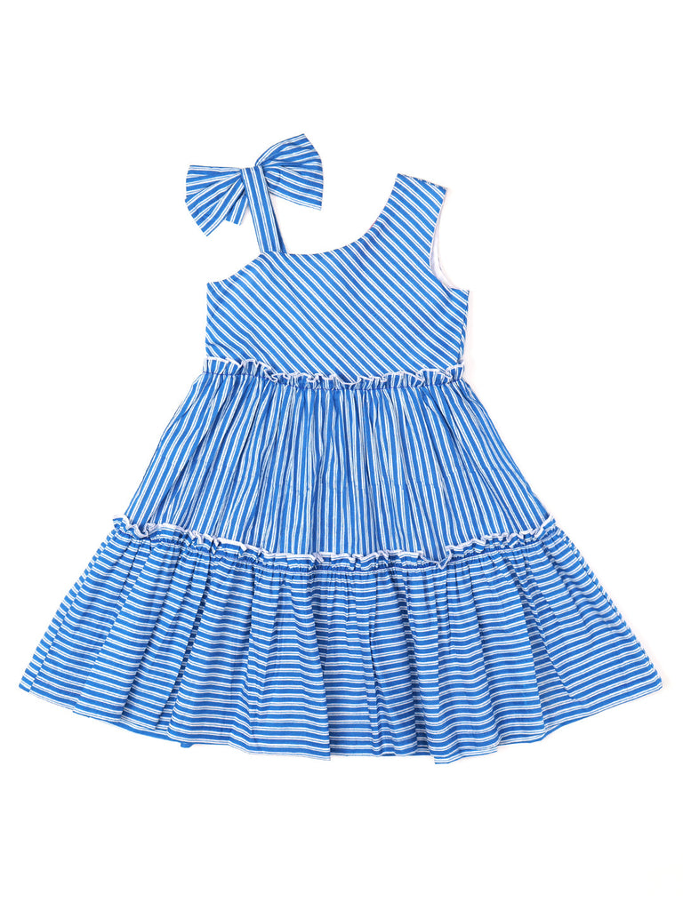 Blue Striped Cotton Dress (D25000605)