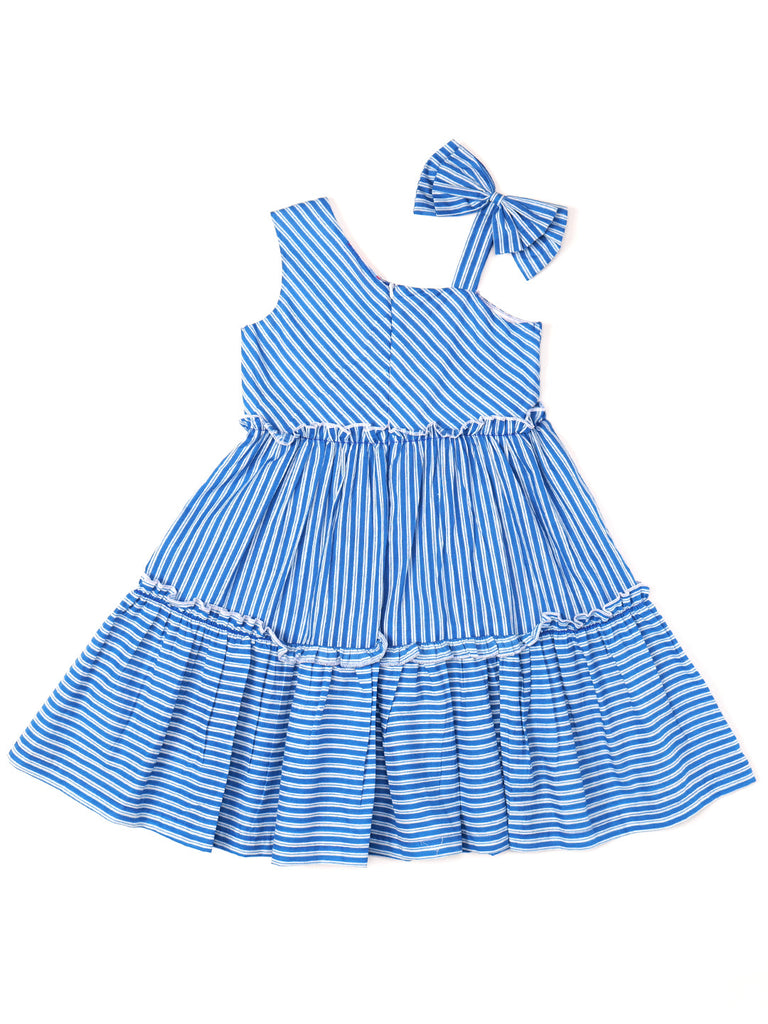 Blue Striped Cotton Dress (D25000605)