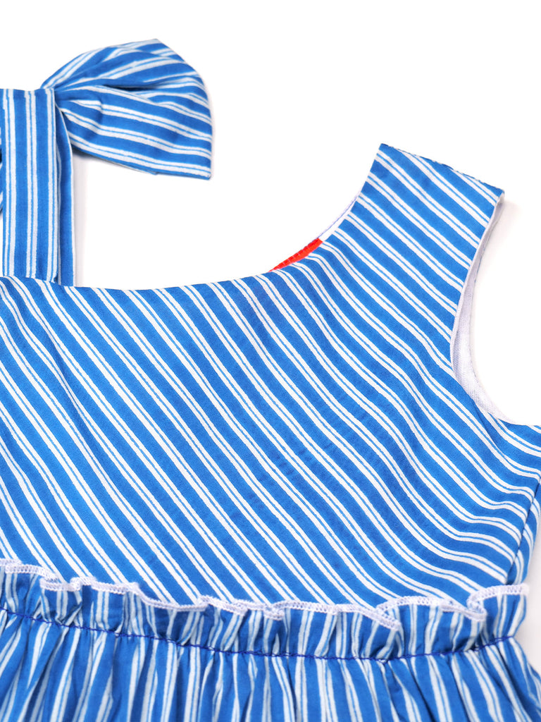 Blue Striped Cotton Dress (D25000605)