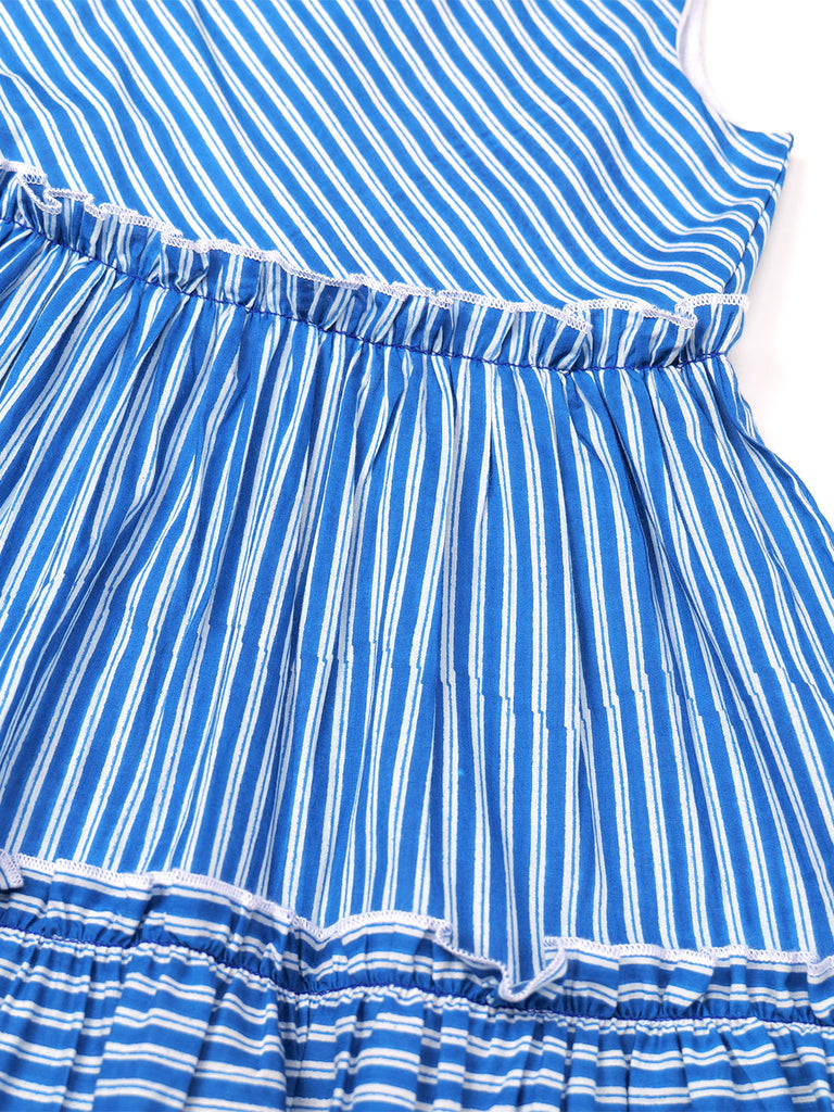 Blue Striped Cotton Dress (D25000605)