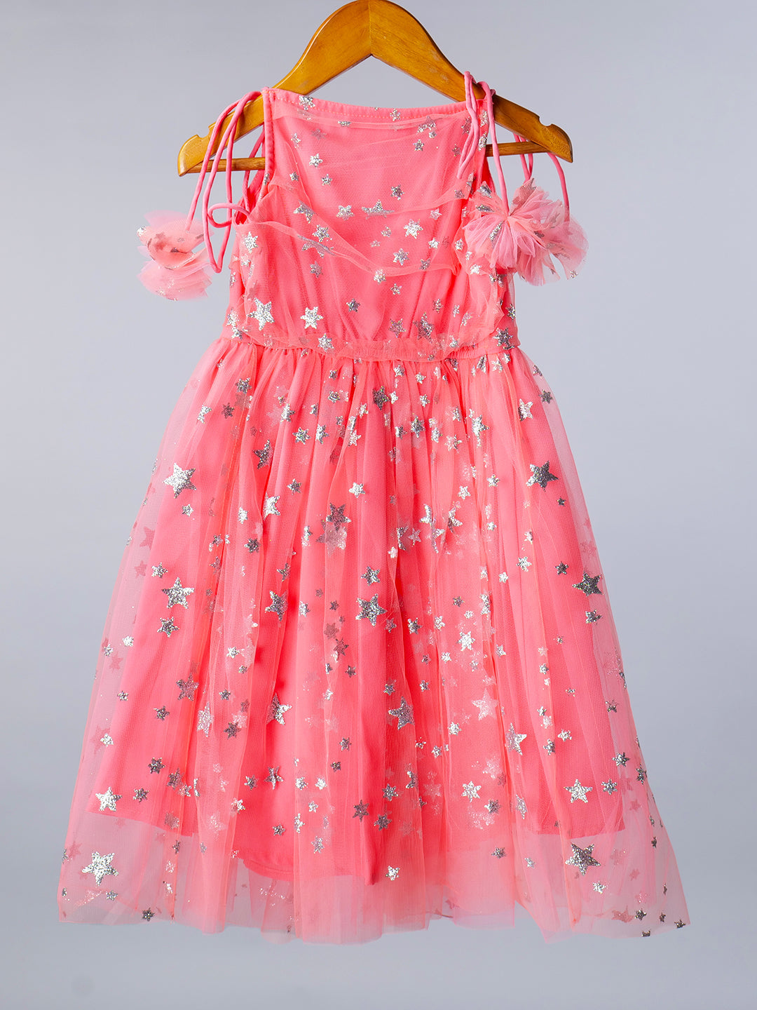 Elegant Peach Net Dress (D25001511)