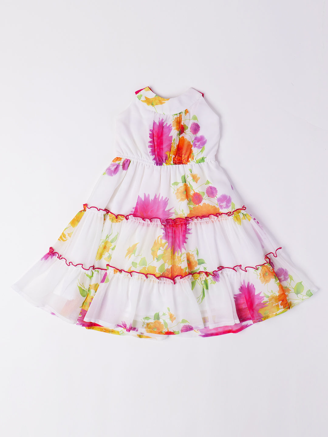 White Georgette Floral Dress (D25001612)