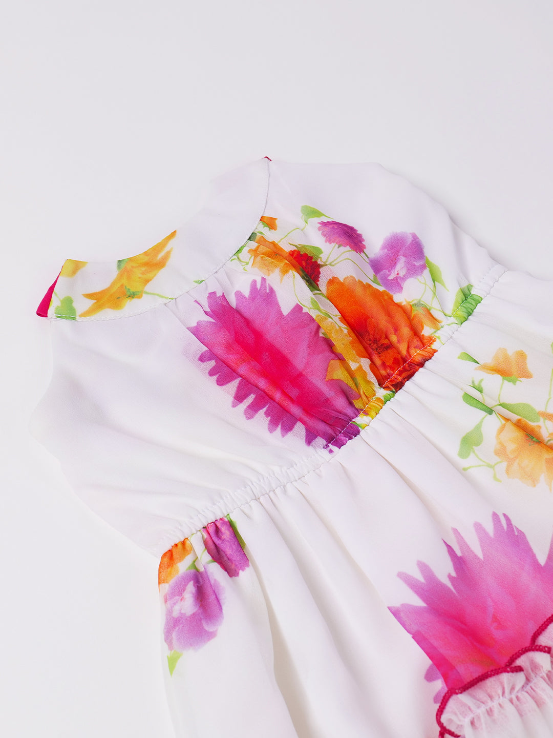White Georgette Floral Dress (D25001612)