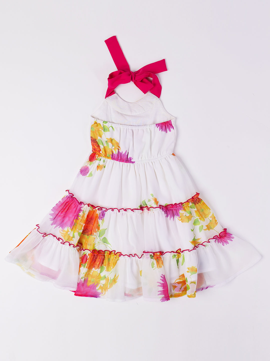 White Georgette Floral Dress (D25001612)