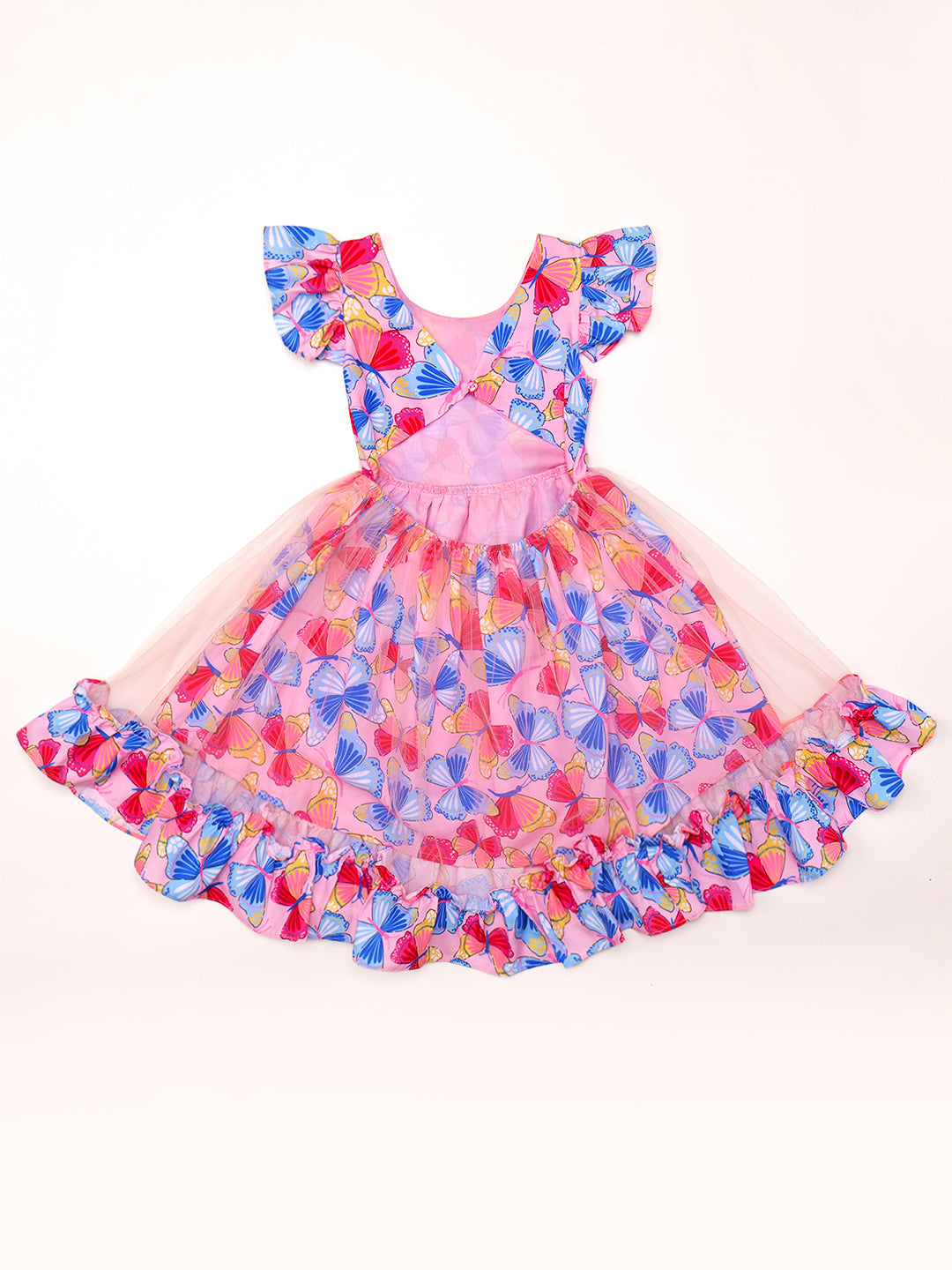 Enchanted Butterfly Pink Rayon Dress (D25001713)