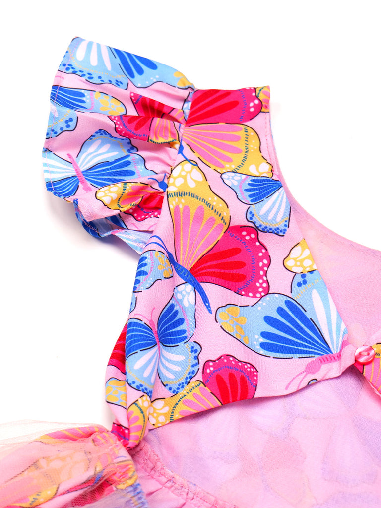 Enchanted Butterfly Pink Rayon Dress (D25001713)