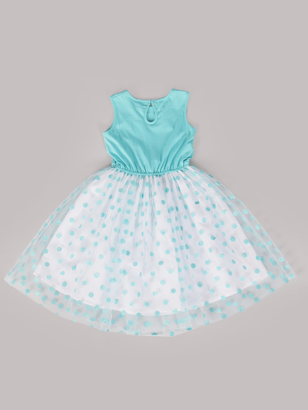 Pspeaches Sky blue & White Cotton Dress (D25002315)