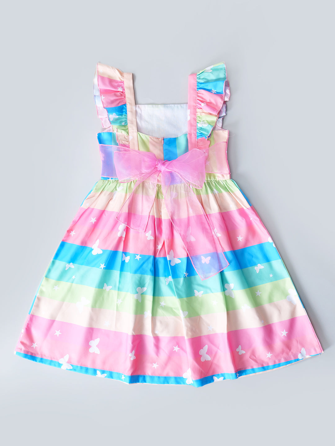 Rayon Dress With Ruffle Sleeves & Waist Tie (D25002618)