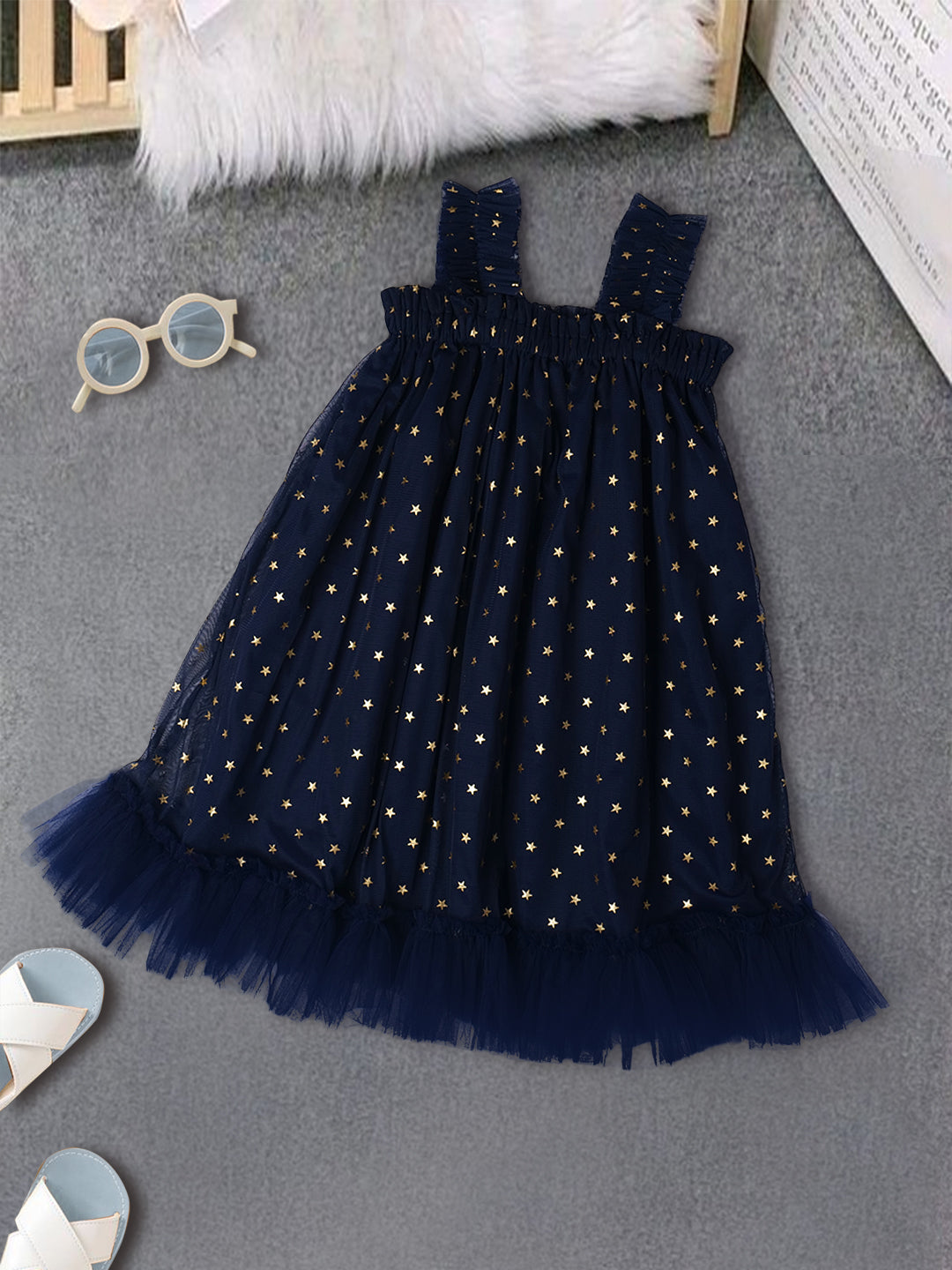 Navy Color Net Dress (D25002920)