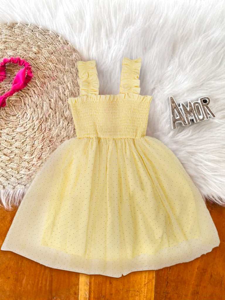 Yellow Color Net Dress (D25003021)