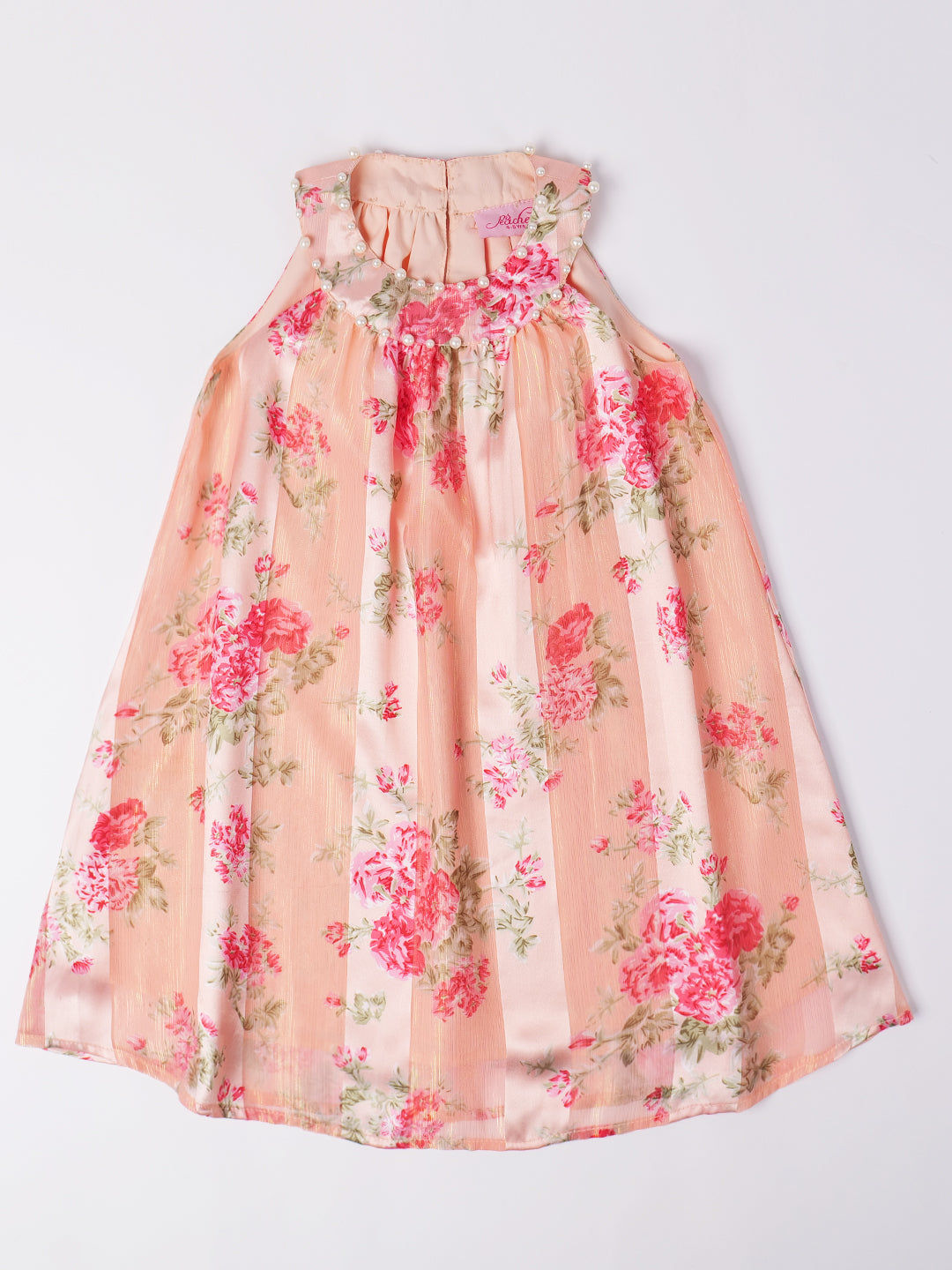 Pspeaches Peach Color Georgette Dress (D25003324)