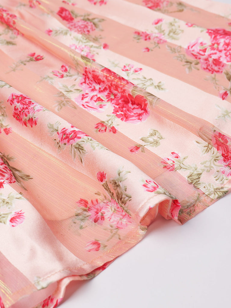 Pspeaches Peach Color Georgette Dress (D25003324)