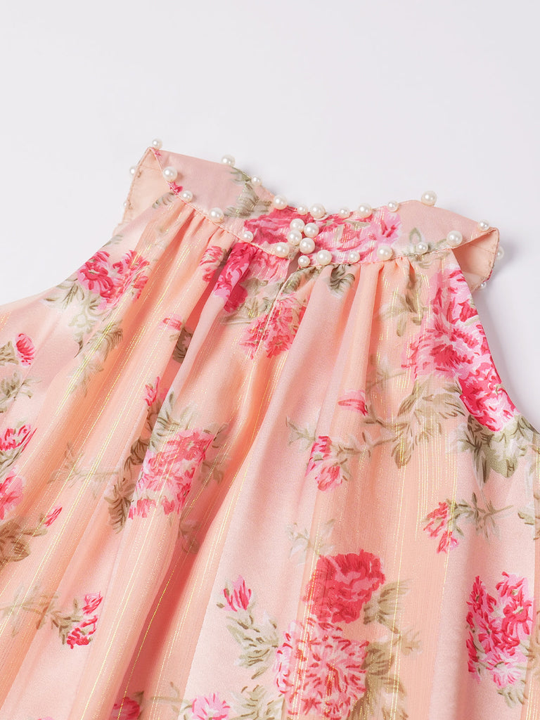 Pspeaches Peach Color Georgette Dress (D25003324)