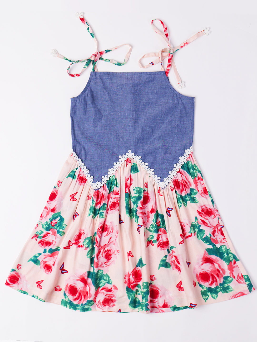 Multi-Color Chambray & Rayon Dress (D25003627)