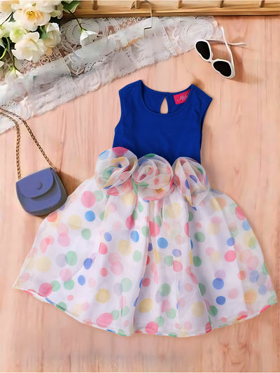 Blue & White Polka Dress (D25004232)