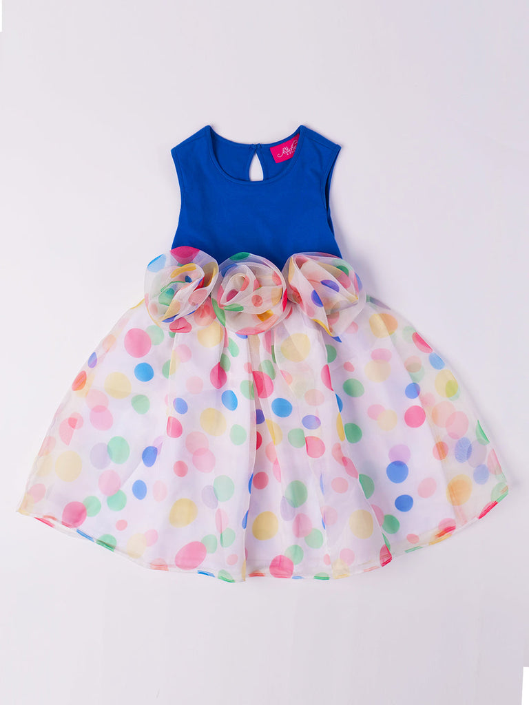 Blue & White Polka Dress (D25004232)