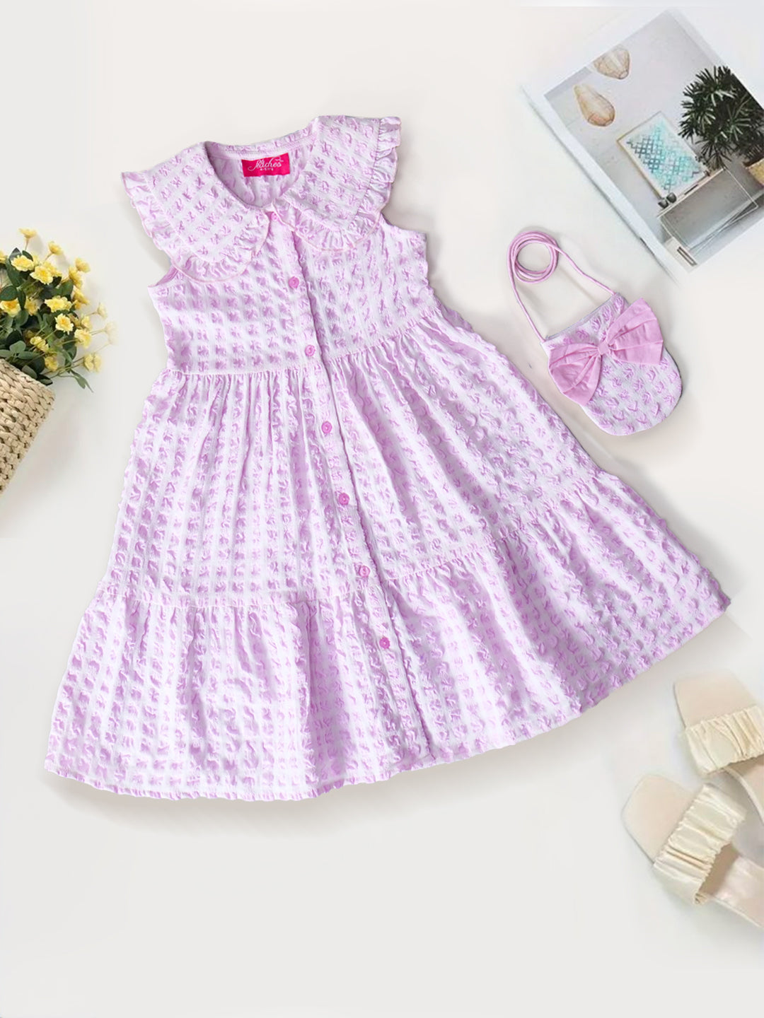 Pink Cotton Check Dress (D25013651)