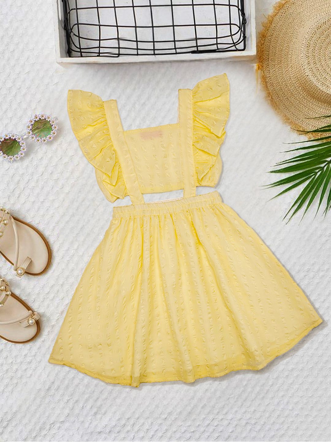 Lemon-Coloured Bubble Georgette Dress (D25015461)