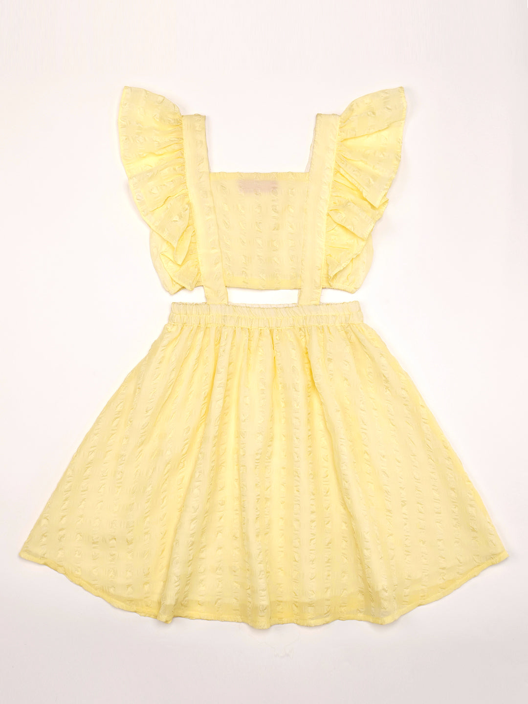 Lemon-Coloured Bubble Georgette Dress (D25015461)