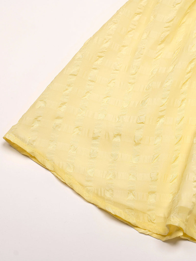 Lemon-Coloured Bubble Georgette Dress (D25015461)