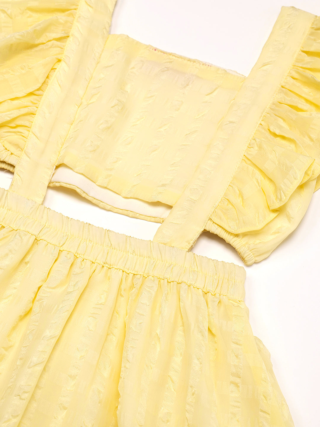 Lemon-Coloured Bubble Georgette Dress (D25015461)