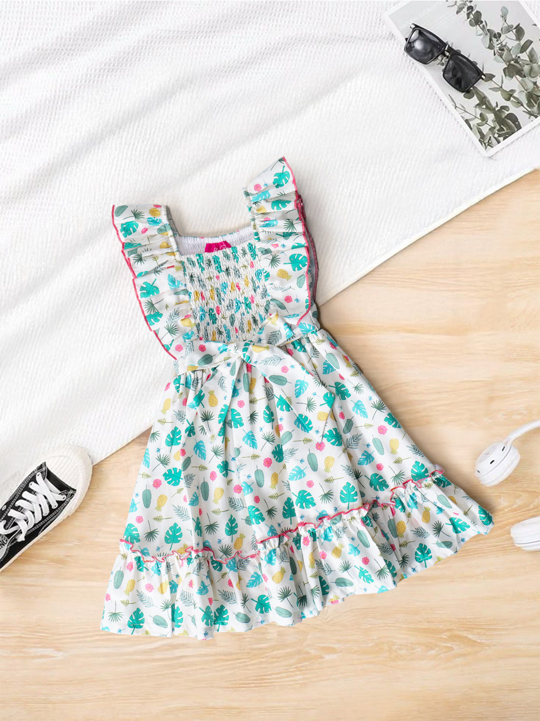 Pspeaches White Color Rayon Dress (D25015562)