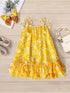 Yellow Georgette Dress With Ruffle Hem (D25016667)