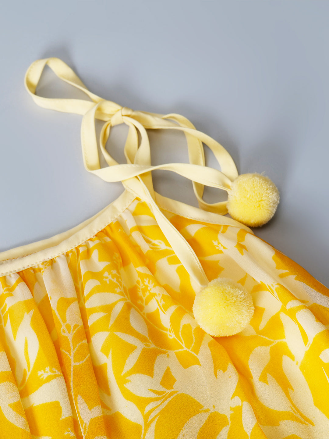 Yellow Georgette Dress With Ruffle Hem (D25016667)