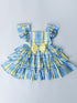 Blue And Yellow Cotton Check Dress (D25017469)
