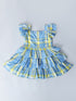 Blue And Yellow Cotton Check Dress (D25017469)