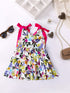 Multicolor Cotton Dress With Tie-Up Sleeves (D25017770)