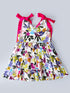 Multicolor Cotton Dress With Tie-Up Sleeves (D25017770)