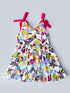 Multicolor Cotton Dress With Tie-Up Sleeves (D25017770)