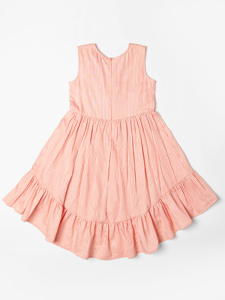 Solid Peach Cotton Dress (D25019881)