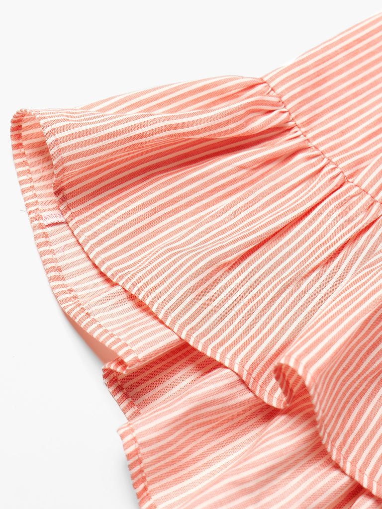 Solid Peach Cotton Dress (D25019881)