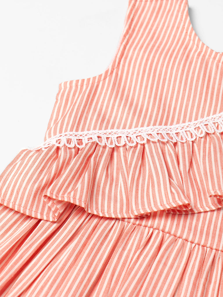 Solid Peach Cotton Dress (D25019881)