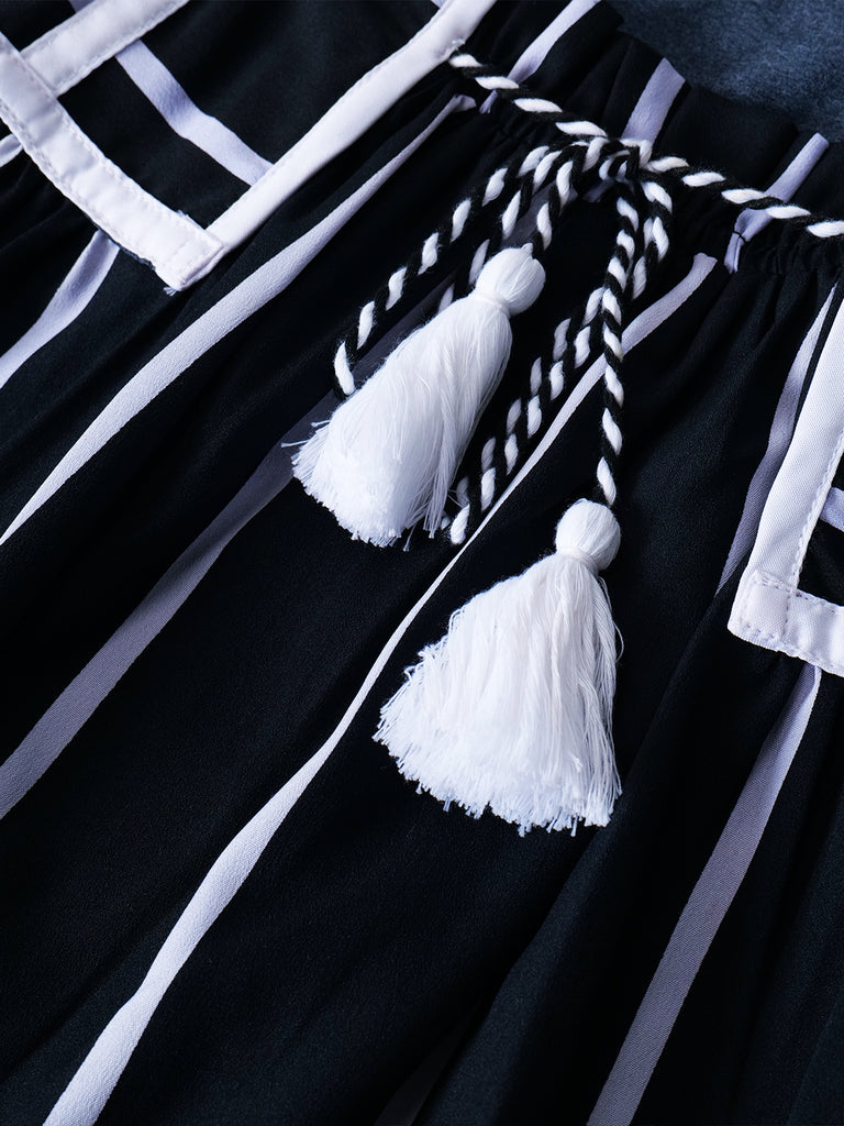 White stripe Polycrepe Dress (D25019982)