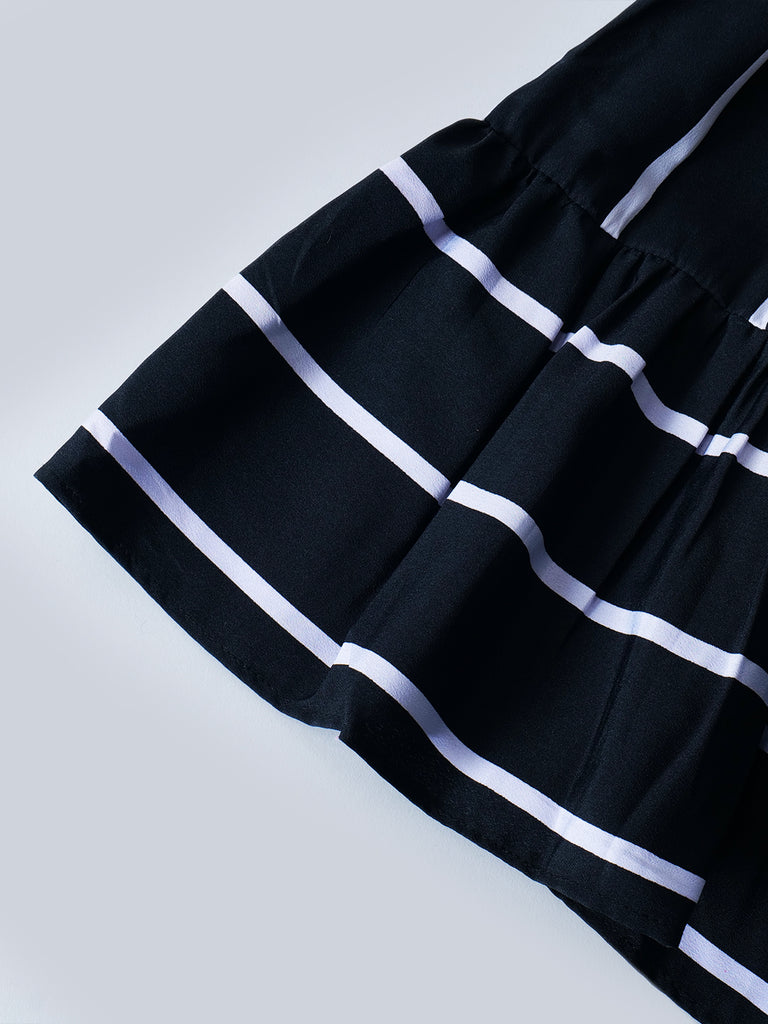 White stripe Polycrepe Dress (D25019982)