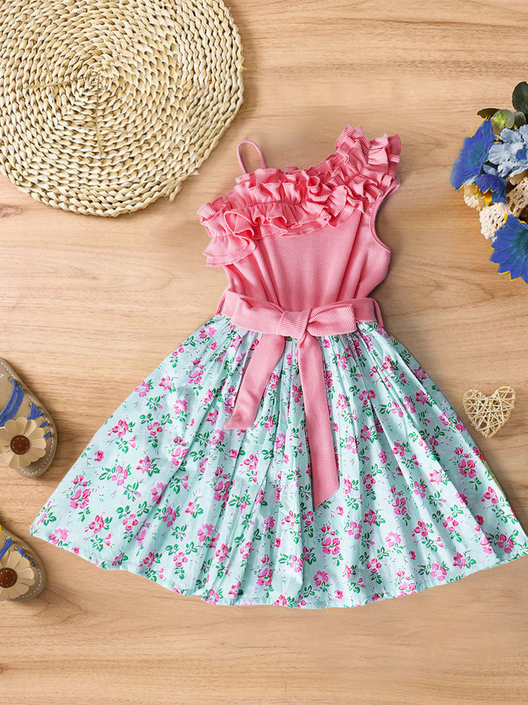 Pspeaches Pink Color Cotton Dress (D25020183)