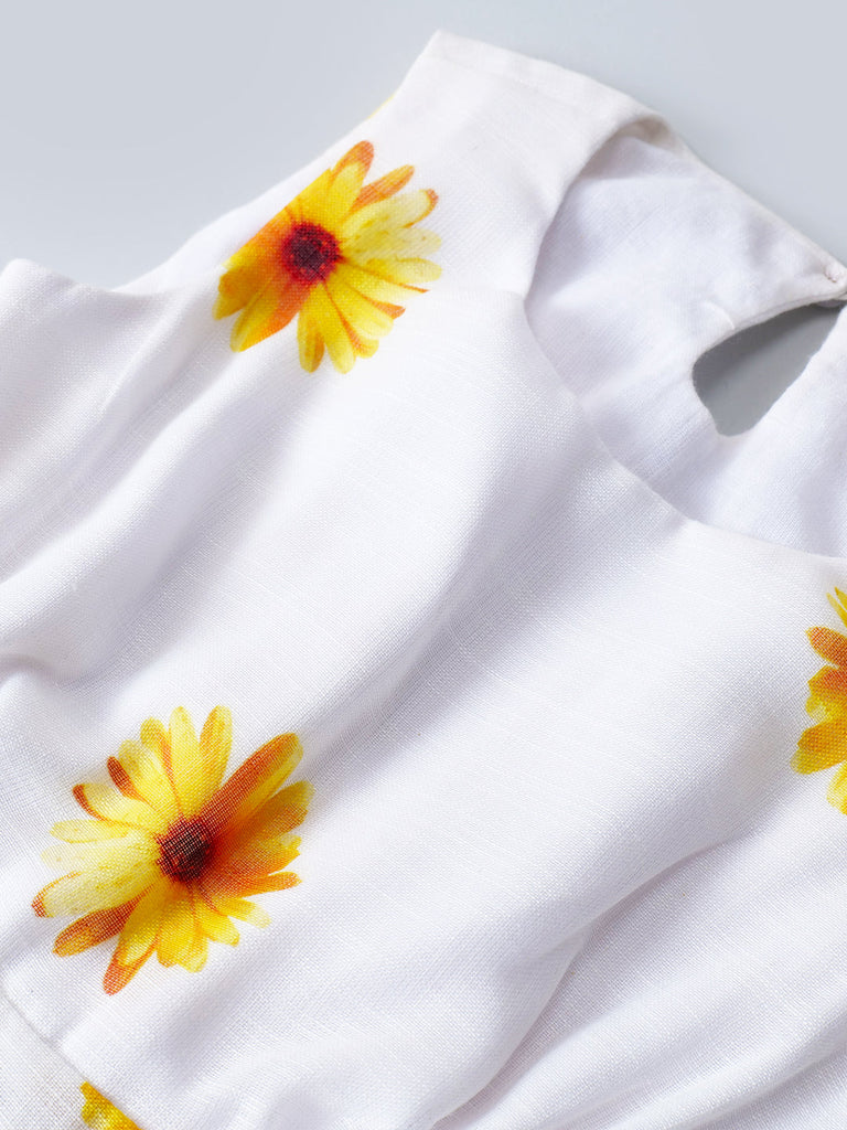 Pspeaches White Color Cotton Dress (D25020284)