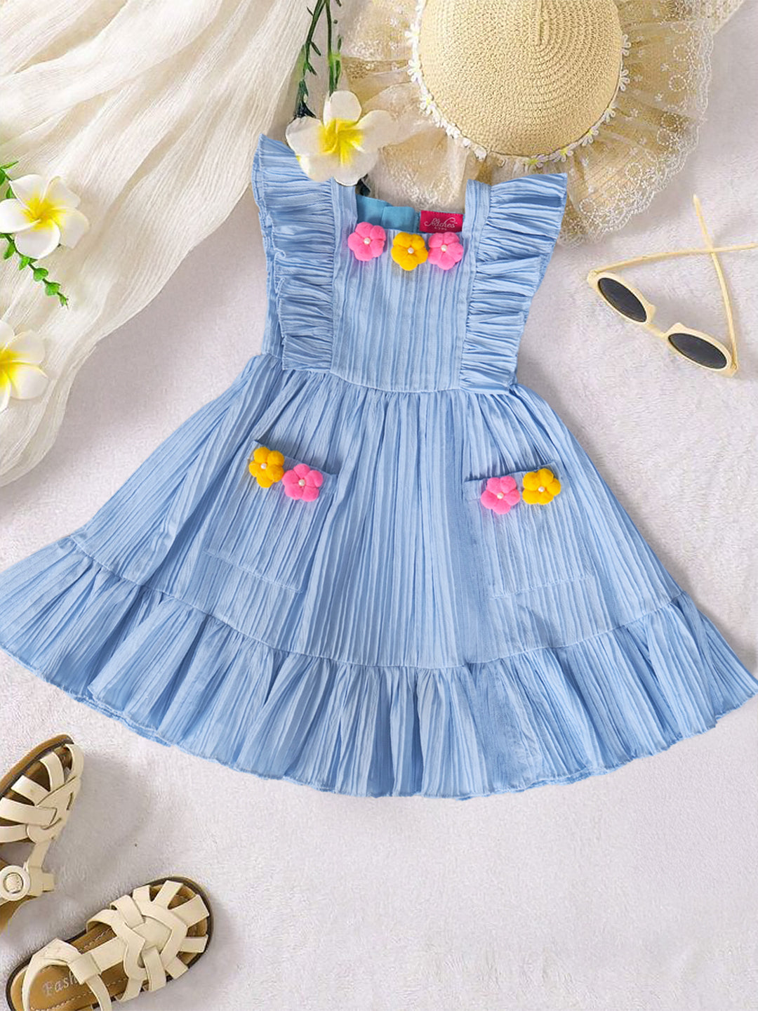 Pspeaches Blue Color Sugarcane Dress (D25021285)