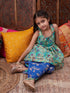 Pspeaches Girls Ethnic Motifs Printed U-Neck Georgette A-Line Kurti With Dhoti Pants (DH-BLUEKOTA)