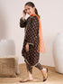 Girls Checked Gotta Patti Kurta & Dhoti Pants With Dupatta (DH-BROWNFOIL)
