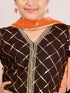 Girls Checked Gotta Patti Kurta & Dhoti Pants With Dupatta (DH-BROWNFOIL)